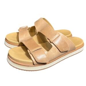 Nisolo Ella‎ Go-To Flatform Slide Almond Leather Shoes Sandal Womens Size 9